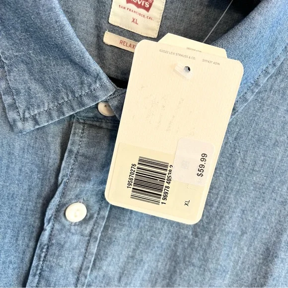 Men's Levi's The Worker Blue Button Down Long Sleeve Shirt XL NWT - Picture 4 of 11